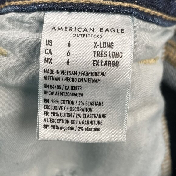 American Eagle Jeans Womens 6 Skinny Kick Super Stretch Distressed Denim - Picture 8 of 10